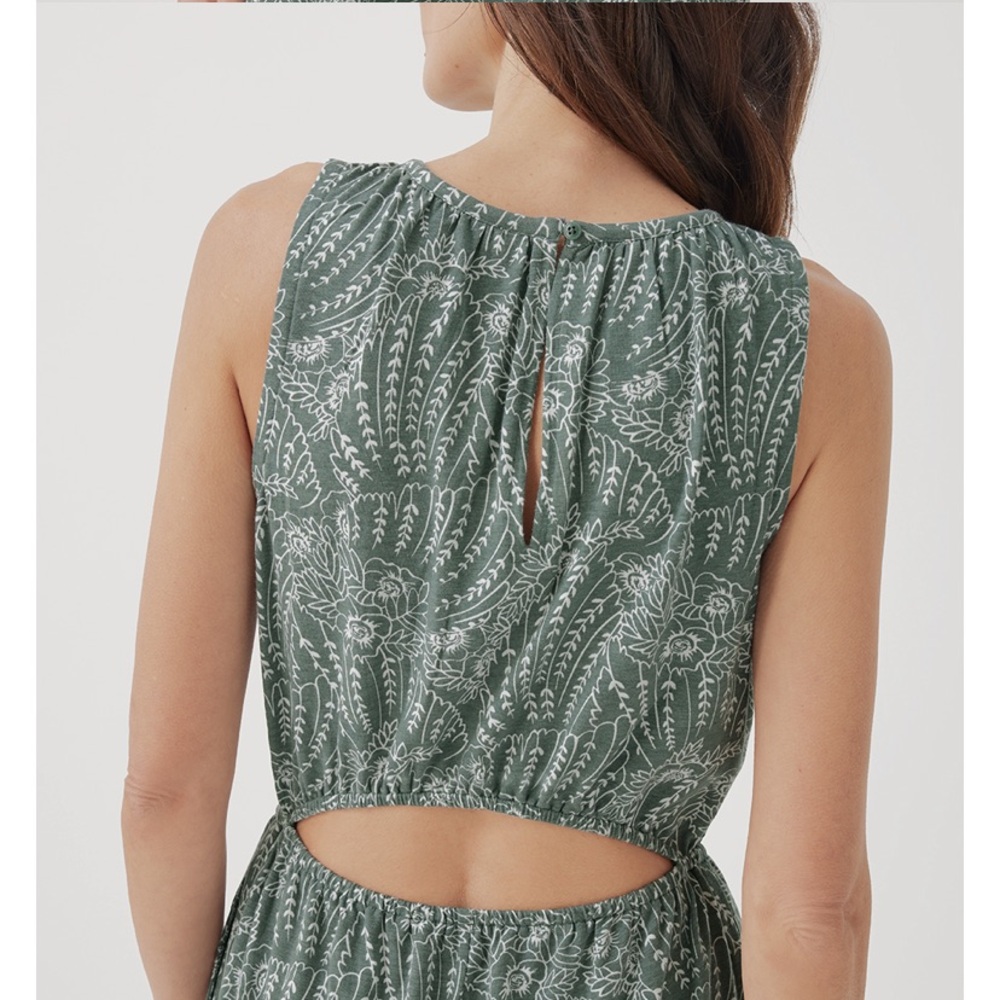 Pact Organic Luxe Cotton Jumpsuit Vintage Garden Green Medium